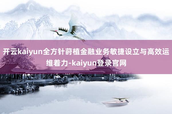 开云kaiyun全方针莳植金融业务敏捷设立与高效运维着力-kaiyun登录官网