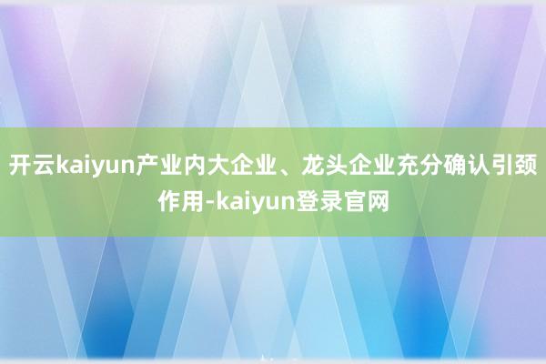 开云kaiyun产业内大企业、龙头企业充分确认引颈作用-kaiyun登录官网